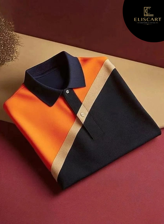 Classic Business Check Logo Button Short Sleeve Polo Shirt