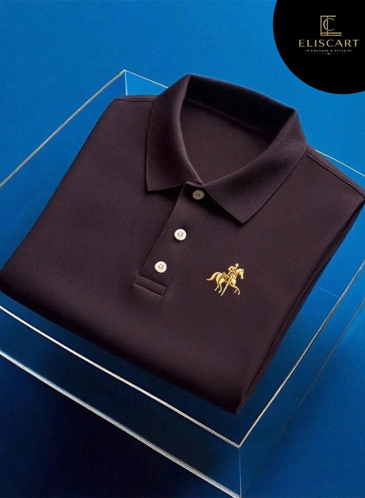 Men's Business Casual Button Short Sleeve Polo Shirt Polyester