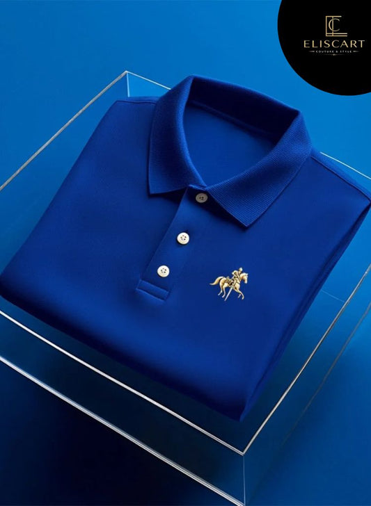 Men's Business Casual Button Short Sleeve Polo Shirt Polyester