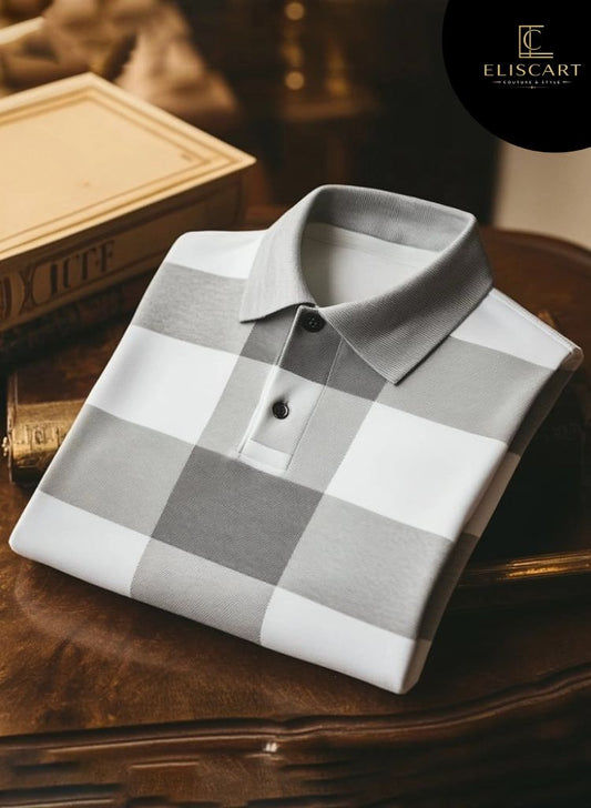 Men's Business Casual Short Sleeve Polo Shirt Polyester Mixed Print Striped Elastic