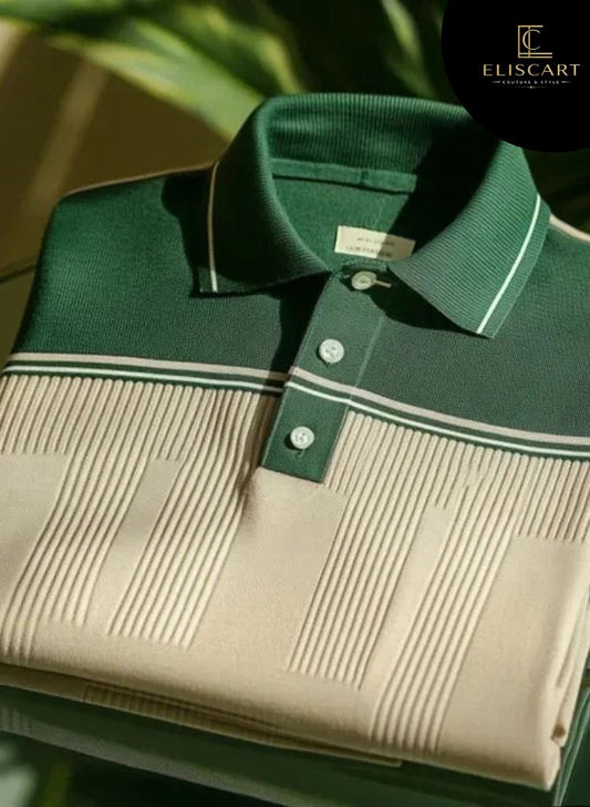 Business Casual Button Short Sleeve Polo Shirt Polyester Mixed Print