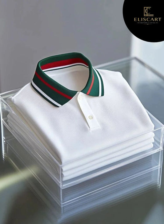 Men's Business Casual Black Yellow Plaid Short Sleeve Polo Shirt Polyester